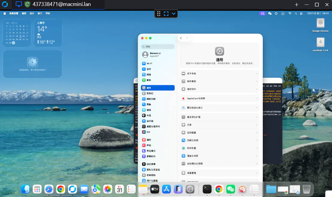 RustDesk 远程桌面连接界面
